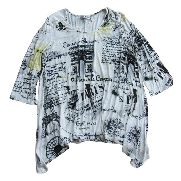 New Direction Tops - PARIS EIFFEL TOWER Asymmetrical Tunic Top Size 1X